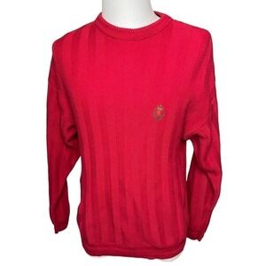 Ralph Lauren Chaps Vintage Sweater Mens Large Red Crest Herringbone Hand Framed